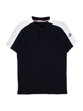 Moncler boys striped-shoulder cotton polo shirt