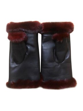 Bespoke mink fur & leather mittens