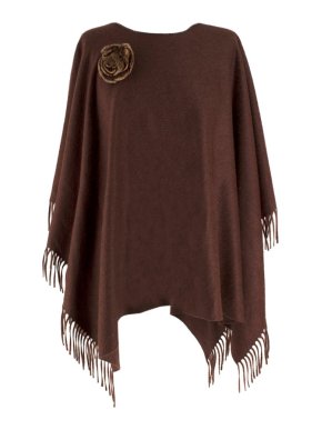 Colombo brown wool and angora-blend poncho