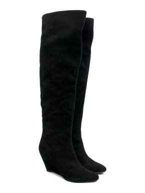 Giuseppe Zanotti black over-the-knee suede wedge boots
