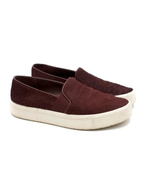Vince burgundy calf hair slip-on trainers