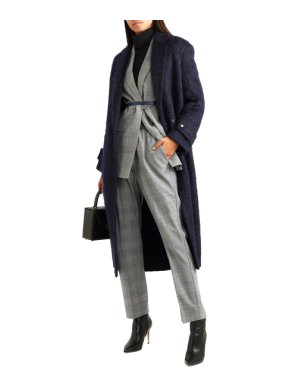 Agnona Navy Mohair Blend Coat - Current Season