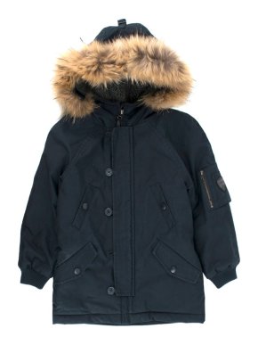 Bonpoint boys age 4 navy fur-trimmed coat