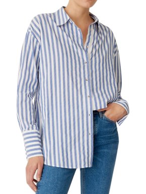 MIH M.I.H Jeans White and Blue Striped Shirt