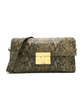 Tory Burch green snake-effect suede bag