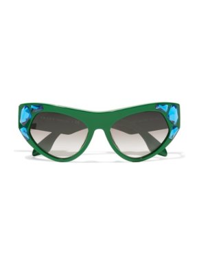Prada Green Cat Eye Crystal Embellished Sunglasses - Limited Edition