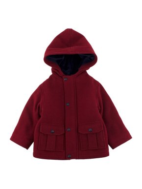 Jacadi Boys Red Hooded Wool Blend Coat