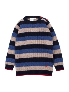 JoJo Maman Bebe Striped Cable knit Jumper