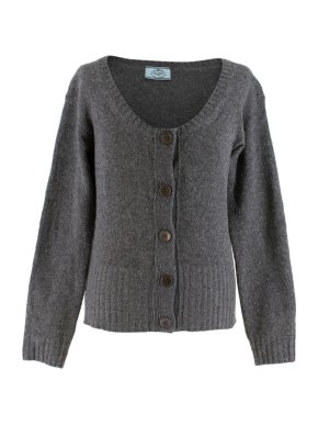 Prada Grey Cashmere Knit Cardigan