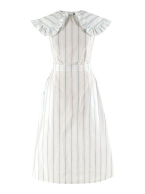 Calvin Klein 205W39NYC White & Green Striped Midi Dress