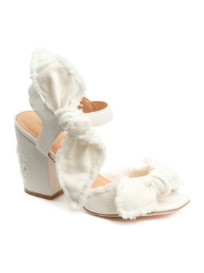 Bill Blass Carmen 90 White Canvas Sandal