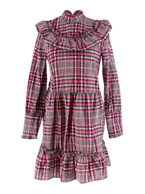 Ganni Black & Pink Gingham Checked Dress