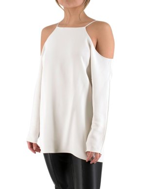 The Row Cold-Shoulder White Crepe Top