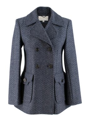 Goat Navy Blue Double Breasted Wool Coat