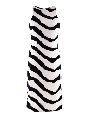 Armani Collezioni Abstract Striped Silk Dress