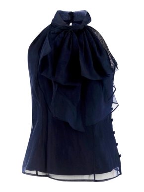 Milly Navy Gwyneth Bow Front Halter Top