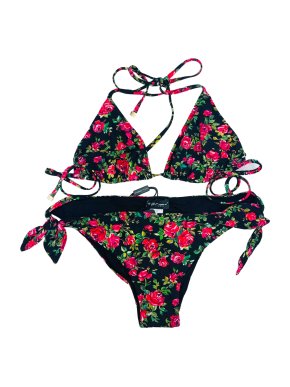 Dolce & Gabbana black & red rose print bikini