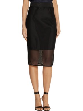 Milly Black Mesh Pencil Skirt