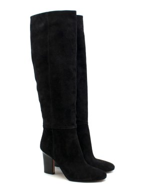 Samuele Failli Black Suede Long Heeled Boots