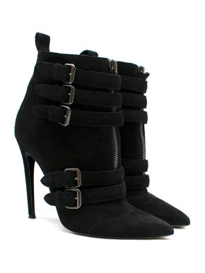 Tabitha Simmons Black Suede Heeled Ankle Boots