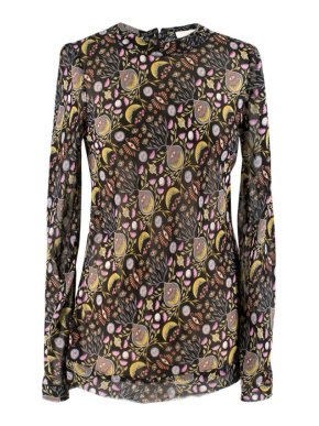 Chloe Printed Sheer Long Sleeve Top