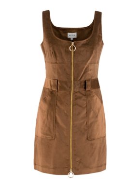 Milly Brown Corduroy Zip Up Dress