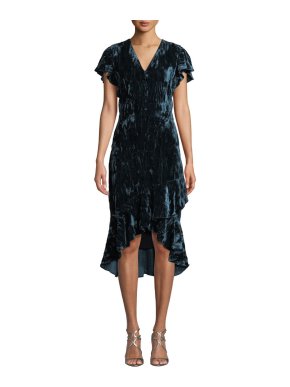 Shoshanna Barnet V-Neck Crushed Velvet Dress