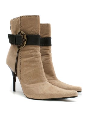 Casadei Tan Calf Hair Stiletto Boots