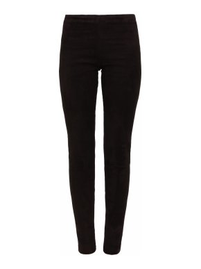 The Row Black Suede Leather Slim Leggings