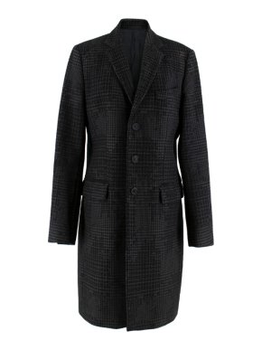 Givenchy Men's Tweed Print Single Breasted Wool Coat