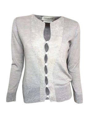 Dries Van Noten grey sequin embellished knit cardigan