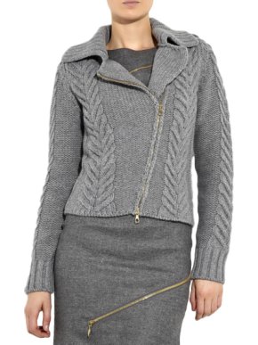 McQ Grey Cable Knit Biker Jacket