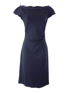Diane Von Furstenberg Wool Draped Navy Dress