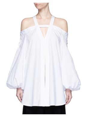 Ellery Jeanne White Cold-shoulder Cotton Top