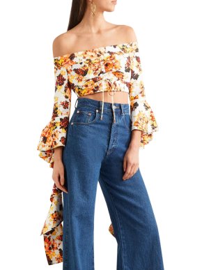 Ellery Orange Floral High Noon Crop Top