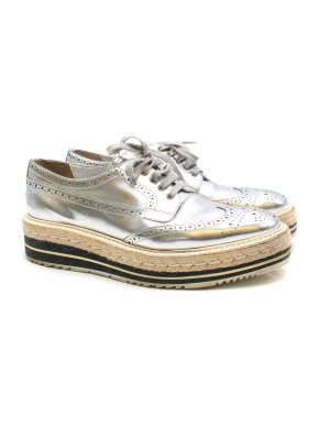 Prada Espadrille & Rubber-Platform Metallic Brogues