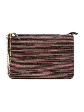M Missoni Pink and Black Leather Clutch