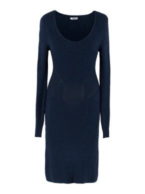 Cacharel Navy Ribbed Knit Dress