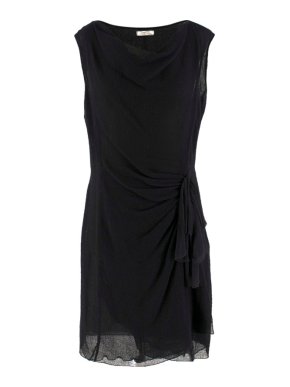 Nina Ricci Black Wool Sheer Wrap Dress
