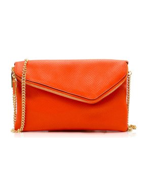 Henri Bendel Orange Foldover Clutch Bag
