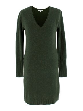 Ns Cashmere Green Long Sleeve Cashmere Dress