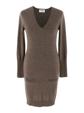 Just Cashmere Brown Long Sleeve Cashmere Dress