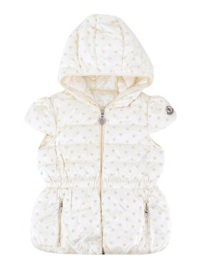 Moncler Girls' Beige Short-sleeved Hooded Down Jacket
