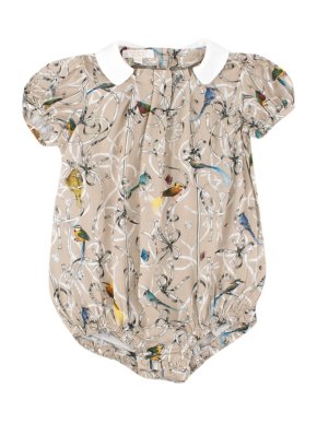 Gucci Bird Print Short Sleeved Baby Suit