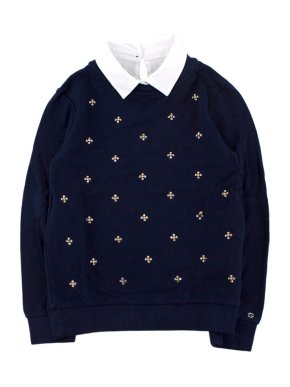 Gucci Girls' Navy Crystal Embellished Jumper
