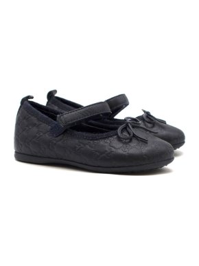 Gucci Girls' Navy Logo Embroidered Ballet Flats