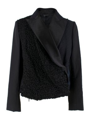 The Row Silk & Astrakhan Fur Wrap Style Jacket
