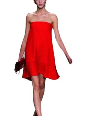 Valentino Red Strapless Silk Dress