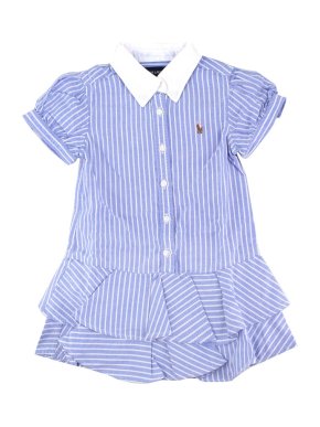 Ralph Lauren Girls 2-years Blue Striped Polo Dress