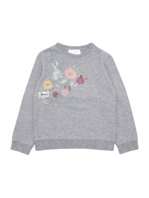 Gucci Girls 4-years Grey Embroidered Floral Sweatshirt